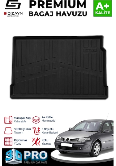 S-dizayn Renault Megane 2 Hb 3d Pro Bagaj Havuzu 2002-2009 A+ Kalite