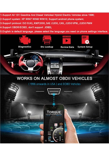 Padalink Konnweı Kw901 Obd-ıı Arabalari Motor Arıza Tanı Cihazı, Bt 5.0 Kablosuz Tarayıcı, Hata Okuma/temizleme, 12v Benzin/dizel Uyumlu, Kırmızı