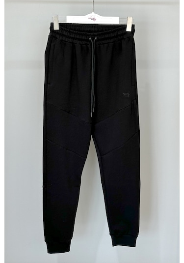 Paçası Lastikli 4 Cepli Şardonlu Erkek Eşofman Altı 7085 Siyah Siyah