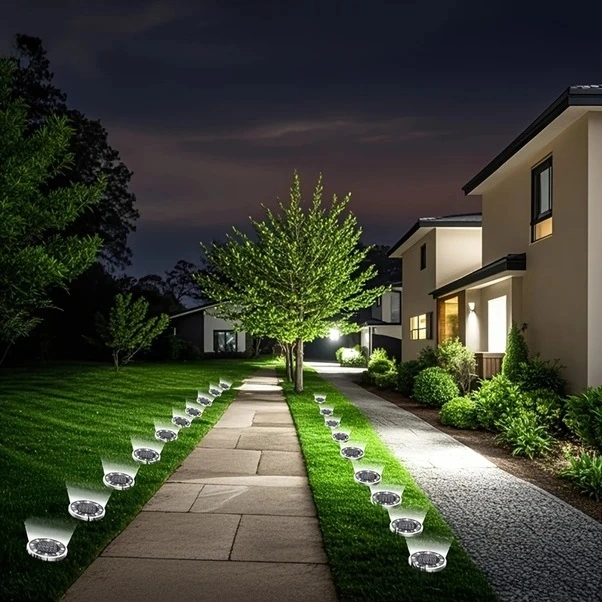 Trendooze 6 Adet Mini Solar Bahçe Aydınlatma Yer Lambası 8 Led Beyaz Işık, Bahçenizi Güzelleştirin Beyaz Işık