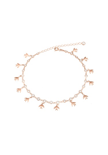 Brezza Lusso Jewelry Uçak Figürlü Taşlı Su Yolu Sallantılı Gümüş Kadın Ayak Halhal Rose