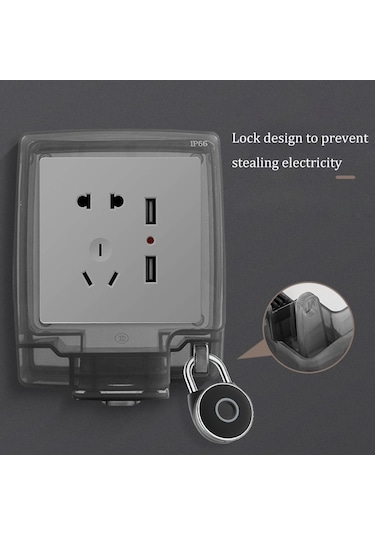 Yaleker Banyo Tuvalet Ip55 Su Geçirmez Kapağı 86 Tipi Şeffaf Siyah Yapıştırmalı Anahtar Prizi Koruyucu Kutu