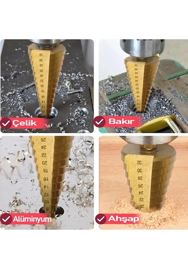 Yüksek Kalite Kademeli Matkap Sac Delme Ucu Seti 6 Parça Kademeli Matkap Ucu Seti Özel Çanta