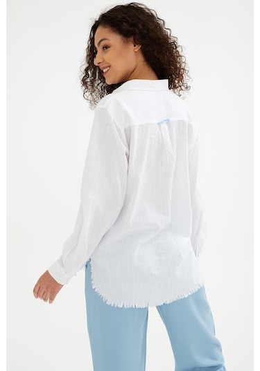 Fashion Friends Etek Ucu Püsküllü Gömlek Beyaz Beyaz