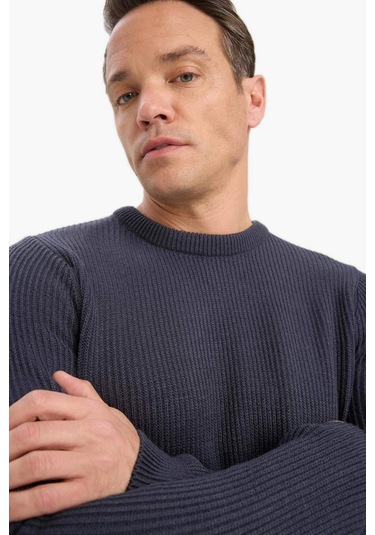 Defacto Standart Fit Bisiklet Yaka Triko Kazak C8814ax25wnar184 Antrasit