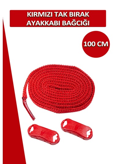 Elastik Kırmızı Akıllı Bağcık Tak Bırak Ayakkabı Bağcığı 100cm Kırmızı