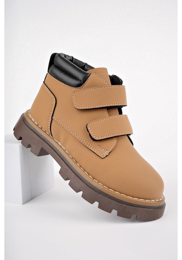 Muggo Gadget Garantili Çocuk Unisex Rahat Kalıp Soğuğa Dayanıklı Cırtlı Bot 001 Camel