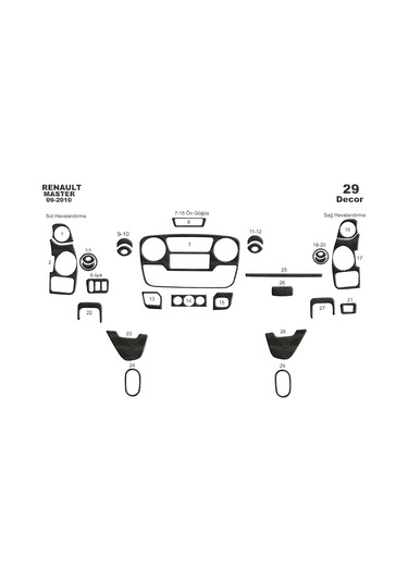 Opel Movano Master İnterstar Konsol-torpido Kaplama 2010 29 Parça-karbon Karbon