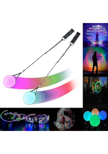 Singree Yumuşak Silikon-rubber Led Işıklı Poi Topları, 8cm Çaplı, 2 Adet, Renk Değiştiren, Dayanıklı, Ev Ve Dışarıda Oynanabilir, Stres Atma, Hediye Çok Renkli