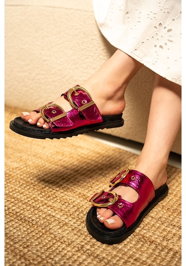 Craft Kadın Gold Toka Detaylı Terlik Fuşya