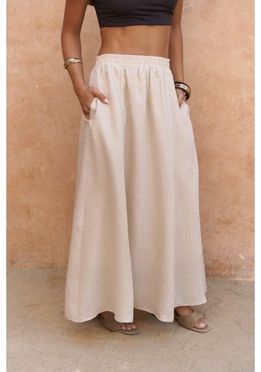 Fiametta Salaş Taş Keten Yelek Etek Takım Taş