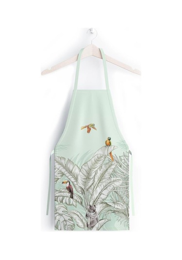 Renkli Palmiye Yaprak Detaylı Mutfak Önlüğü -keten Kumaş, Uluslararası Yıkama Ve Solmama Sertifikası Çok Renkli