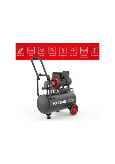Kobb KBK25S 1.7 Hp 25 L 8 Bar Yağsız Sessiz Taşınabilir Hava Kompresörü