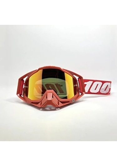 Hangfox Motosiklet Off-road Gözlükleri - Darbeye Dayanıklı, %100 Uv 400 Korumalı Polikarbon Lens, Esnek Çerçeve, Beyaz-kırmızı Diğer