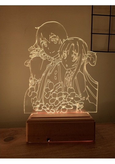 Sword Art Online Kirito And Asuna 16 Renk Gece Lambası
