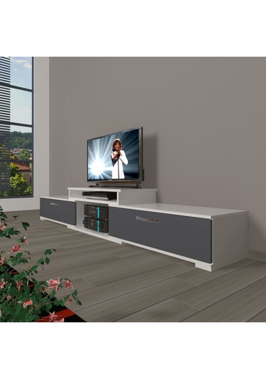 Decoraktiv Flex 4 Mdf Tv Ünitesi Tv Sehpası Beyaz - Antrasit