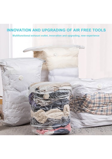 Springsun Ev İçi Giysi Yorgan Saklama Torbası - Hava Çekmeksiz Vakum Kompresörü, 2 Boyut Seçeneği Orta/büyük , Boşluk Tasarrufu Beyaz