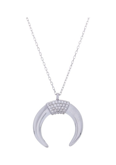 925 Ayar Gümüş Büyük Ters Hilal Kolye