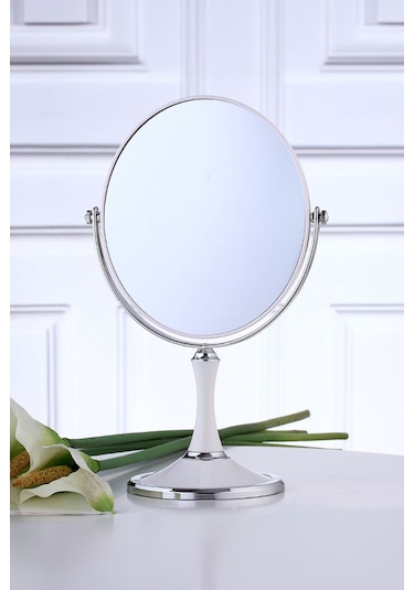 Masa Üstü Beyaz Çift Taraflı Büyüteç Abs Polimer Masa Ayna Cin720 Beyaz