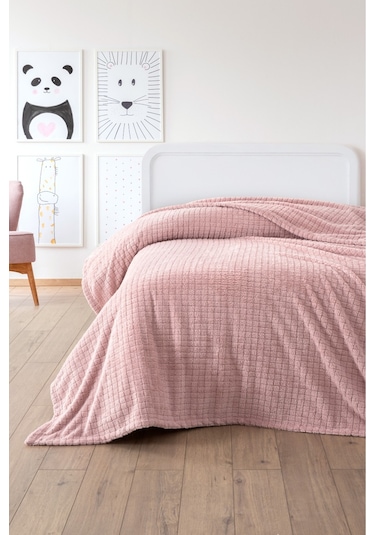 Tek Kişilik Wellsoft Battaniye - Yumuşak, Polar, Peluş Battaniye - 160x210 Cm Pudra Pudra