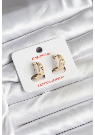 14k Kaplama Lazer Halka Cm Kadın Küpe Gold Renk Renkli