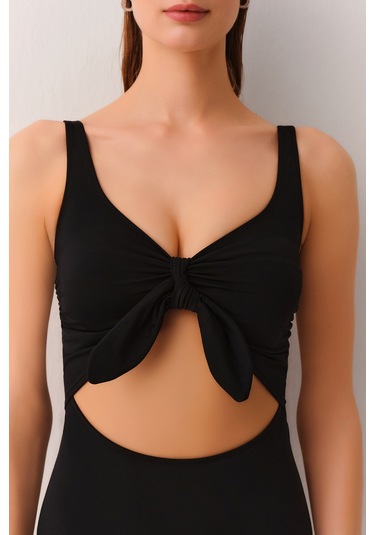 Suwen Ön Bağcıklı Toparlayıcı Mayo Sbn25740012 Siyah