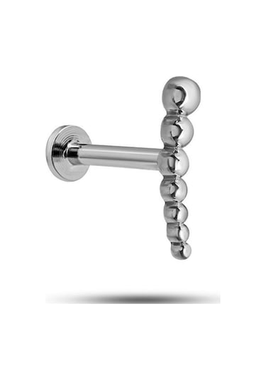 925 Ayar Gümüş Rodyumlu Minimal Süzme Top Tragus Piercing Küpe