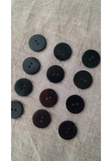 Doğal Siyah Hakiki İnci Midye Kabugu Düğme -20 Mm 11 Adet