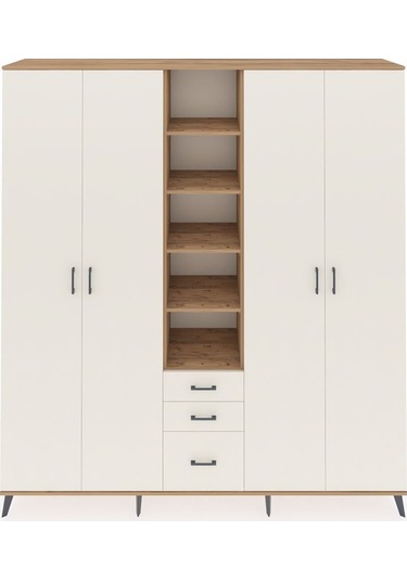 Hyperion Dolap 17 Raflı 3 Çekmeceli 4 Kapaklı 220x44x243 Çam-aytaşı/aytaşı Aytası/aytası