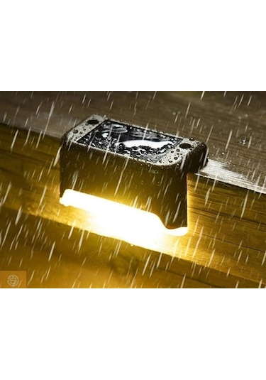 Solar Güneş Enerjili Şarj Edilen Köşebent Merdiven Bahçe Led Lamba 4 Adet