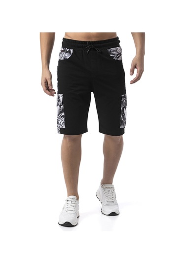 Ck298 Men S Side-print Urban Rebel Denim Capri Siyah