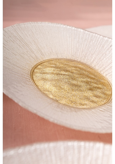 Emsan Golden 6 Kişilik Cam Pasta Seti 21 Cm Gold