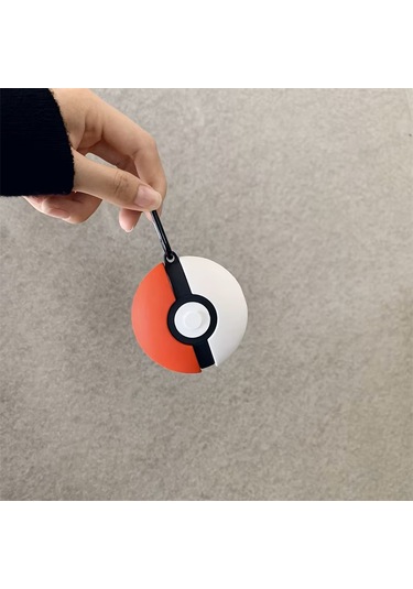 Apple Airpods Pro 3. Nesil 2025 Uyumlu Figürlü Silikon Kılıf Anahtarlıklı Kılıf Kırmızı - Beyaz