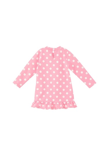 Denokids Ayıcık Kız Bebek Puantiyeli Pembe Elbise Çok Renkli