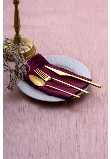 Emsan Alba 18 Parça 6 Kişilik Parlak Gold Tatlı Kutulu Çatal Kaşık Bıçak Takımı Gold