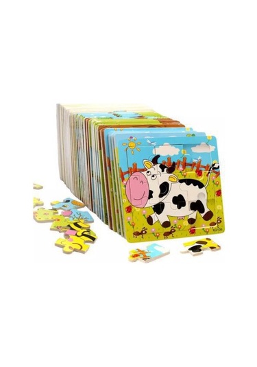Eğitici Ahşap Oyuncak Puzzle Er263 Desenlı Hayvan Figürlü