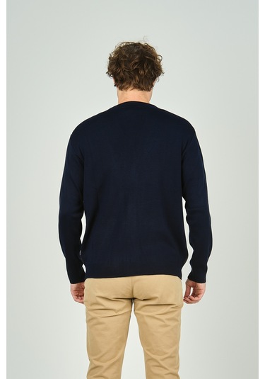 Ateş Triko Erkek Cep Detaylı V Yaka Yün Hırka 4490 Lacivert Lacivert