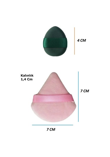Melien Mini Üçgen Parmak Makyaj Süngeri Pembe - Yeşil 2'li