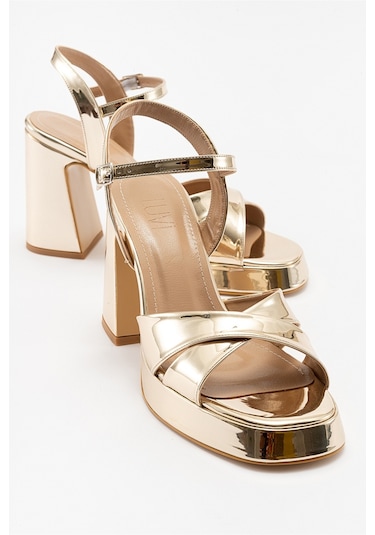 Luvishoes Lello Altın Kadın Topuklu Ayakkabı Altın