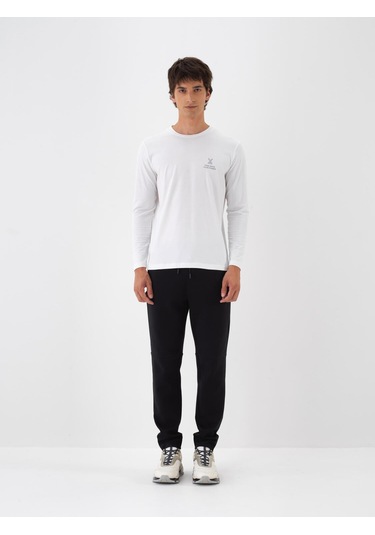 Siyah Pamuk Dokulu Regular Fit Sweat Pantolon 380184 Siyah