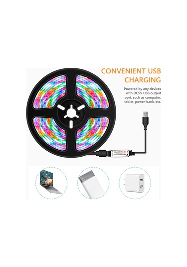 Neevoyu 1 Metre Uzunlukta 16 Renkli Rgb Led Işık Şeridi, Kumanda Kontrollü Usb Beslemeli Dekoratif Aydınlatma Kumanda Pilini İçermez
