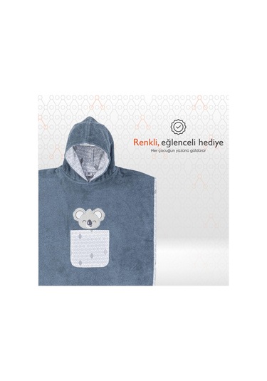 Gezenbebe Hero Kahraman Kapüşonlu Havlu Bebek Çocuk Pançosu Mavi
