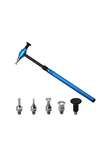 Araba Çizik Onarım Aracı Teleskopik Alüminyum Alaşımlı Çekiç 5 Çarpma Başlığı İle Boyasız Çizik Giderme Araç Seti Mavi