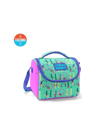 Coral High Kids Su Yeşili Açık Pembe Monogram Desenli Thermo Beslenme Çantası 11823