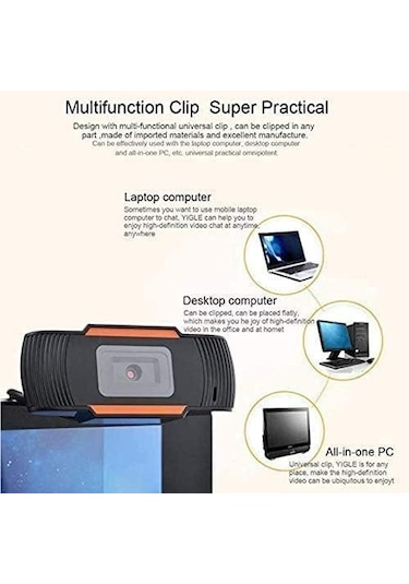 Mikrofonlu 1080p Hd Webcam, 110 Derecelik Geniş Görünüm Açısıyla Akışlı Bilgisayar Web Kamerası, Görüntülü Arama Kaydı Konferans İçin Usb Pc Webcam