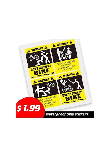 Stil A-1pc Bisikletime Dokunmayın Bisiklet Uyarı Çıkarılabilir Etiket Yansıtıcı Macun Mtb Su Geçirmez Dekoratif Bisiklet Aksesuarları 4 Türleri Sarı - Siyah