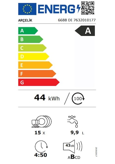 Arçelik 6688 DI 8 Programlı Bulaşık Makinesi