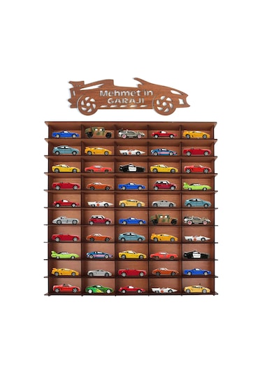 Ahşap Hobi Araba Rafı Ceviz Kişiye Özel İsimli