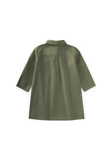 Boyalı Gabardin Elbise 2-7 Yaş Haki Yeşil Haki Yeşil