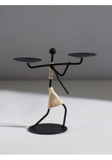 Simalend Mum İçin Metal Figürlü Şamdan 458077854 Siyah